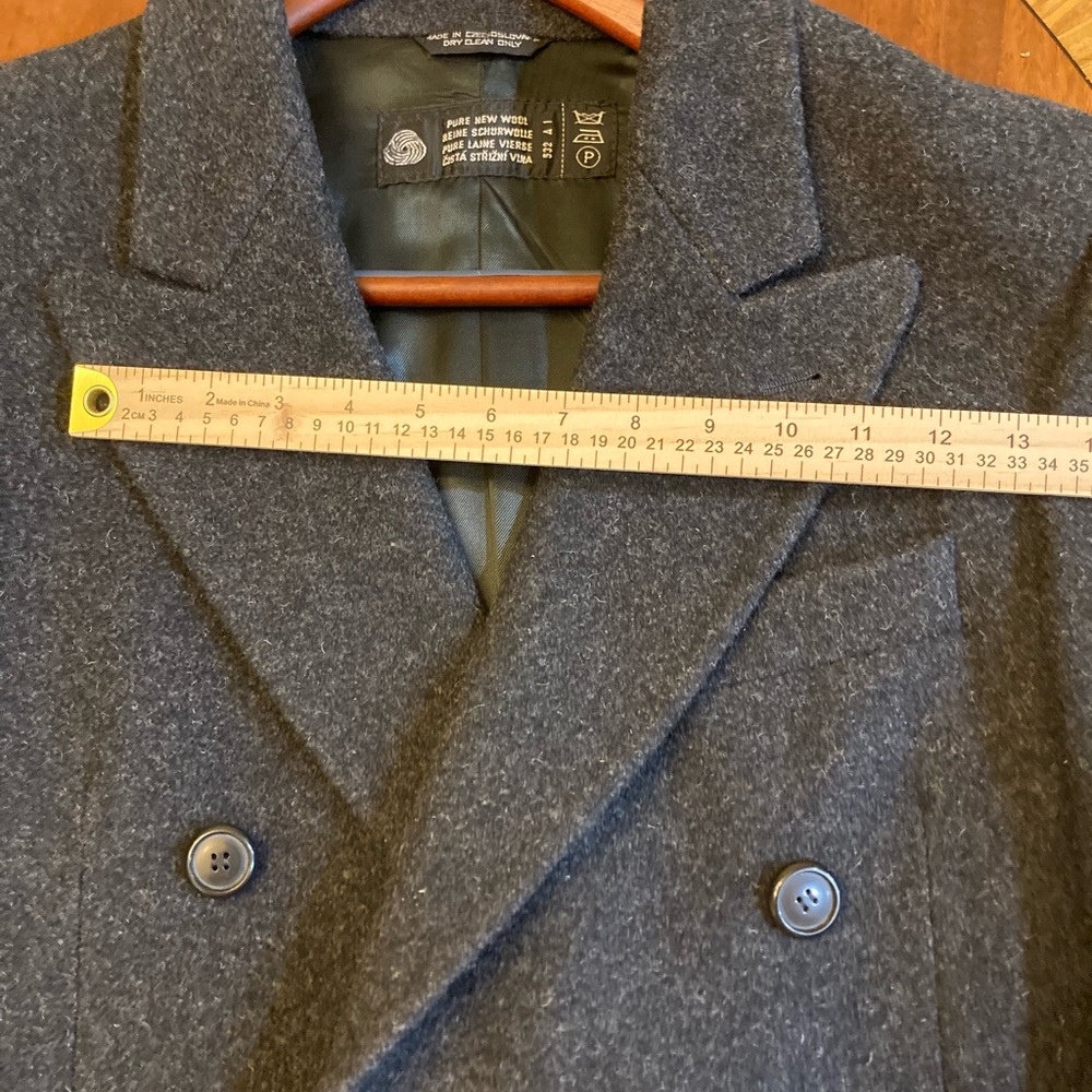 Vintage 80s Pure Wool Overcoat Men's 40R Double Breasted European American Male - Picture 12 of 12